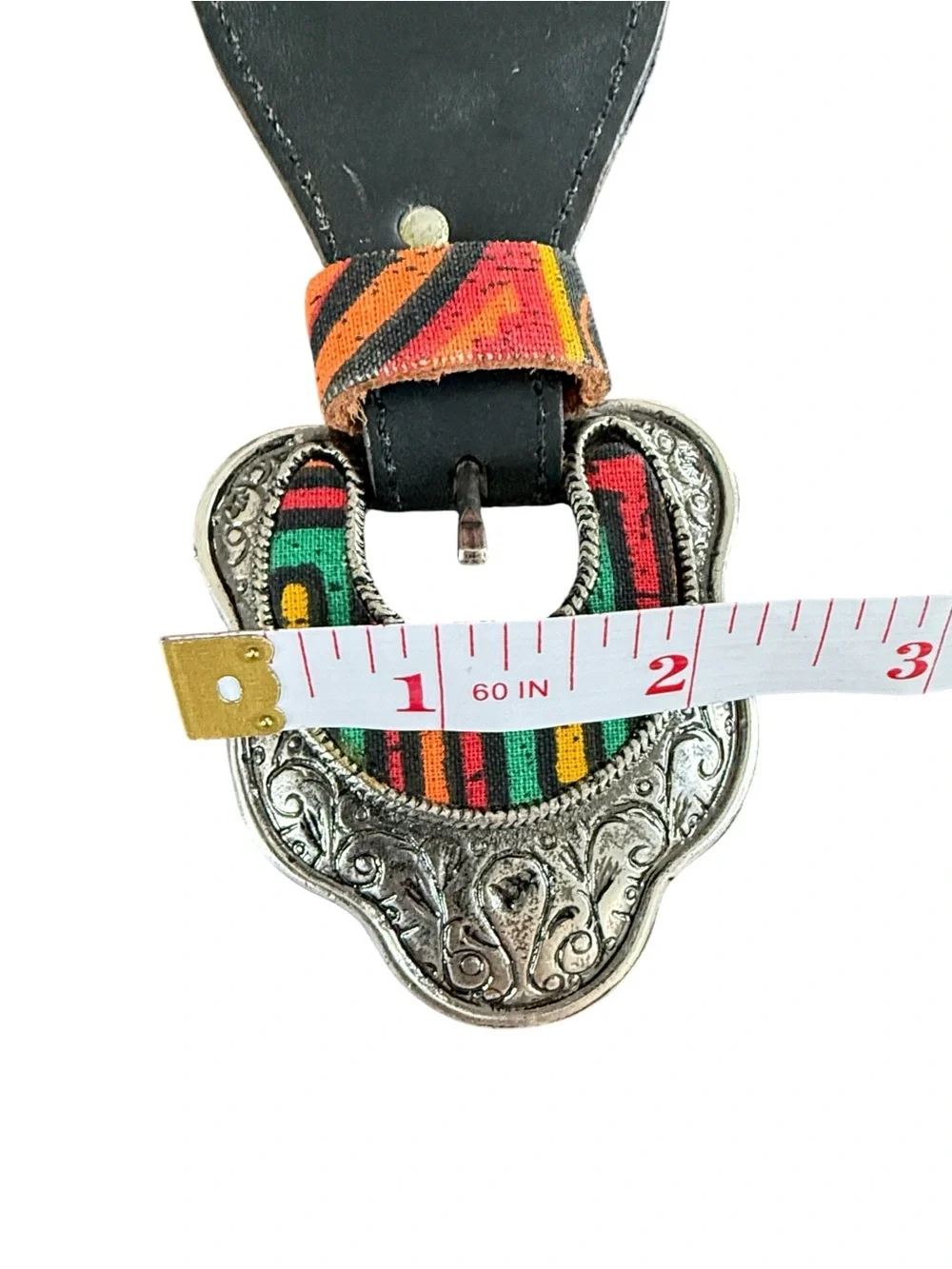 Vintage Geometric Artisan Print Statement Waist Belt OSFM